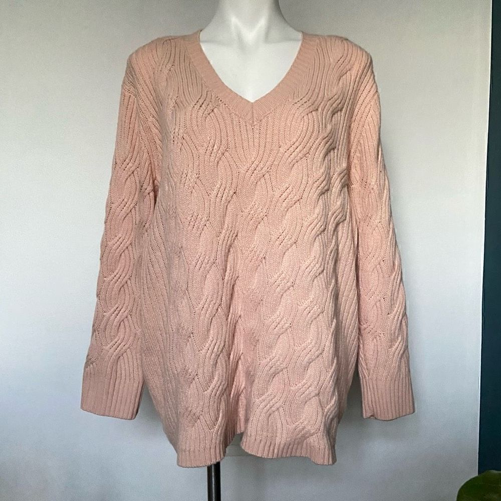 Calvin Klein Pink Knit V Neck Sweater